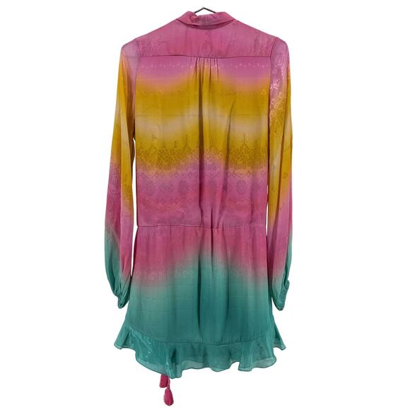 Rococo Sand Ombre Multicolor Wrap Mini Dress Size Small - Picture 3 of 13